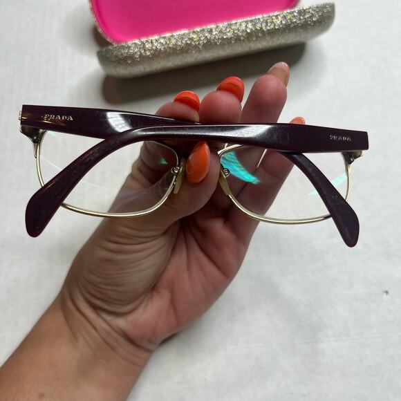 PRADA Maroon & Gold PR 65RV 53 x 16 Lightweight Women’s Designer Eye Glasses - Picture 5 of 12